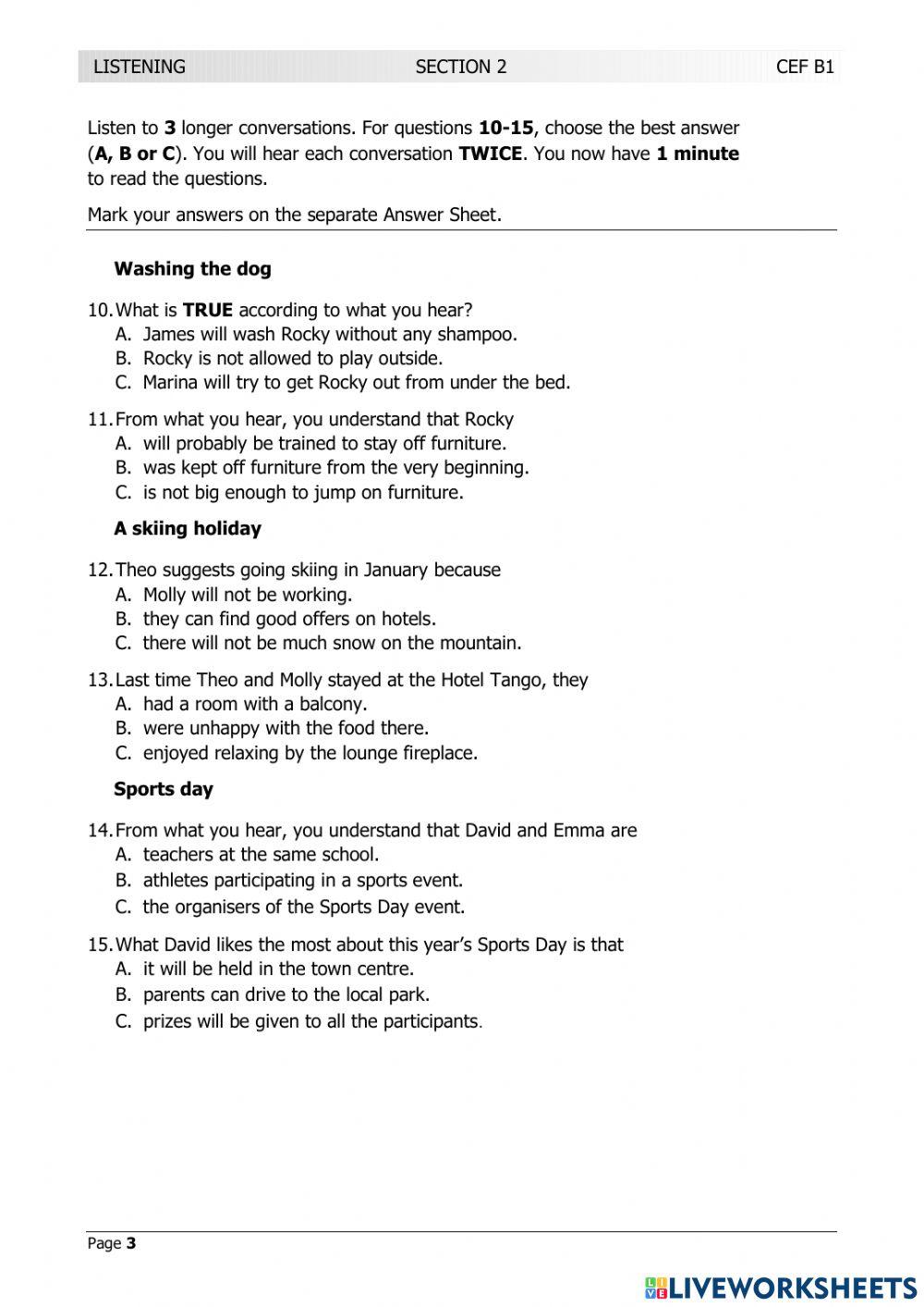 LRN B1 JANUARY  2019 LISTENING