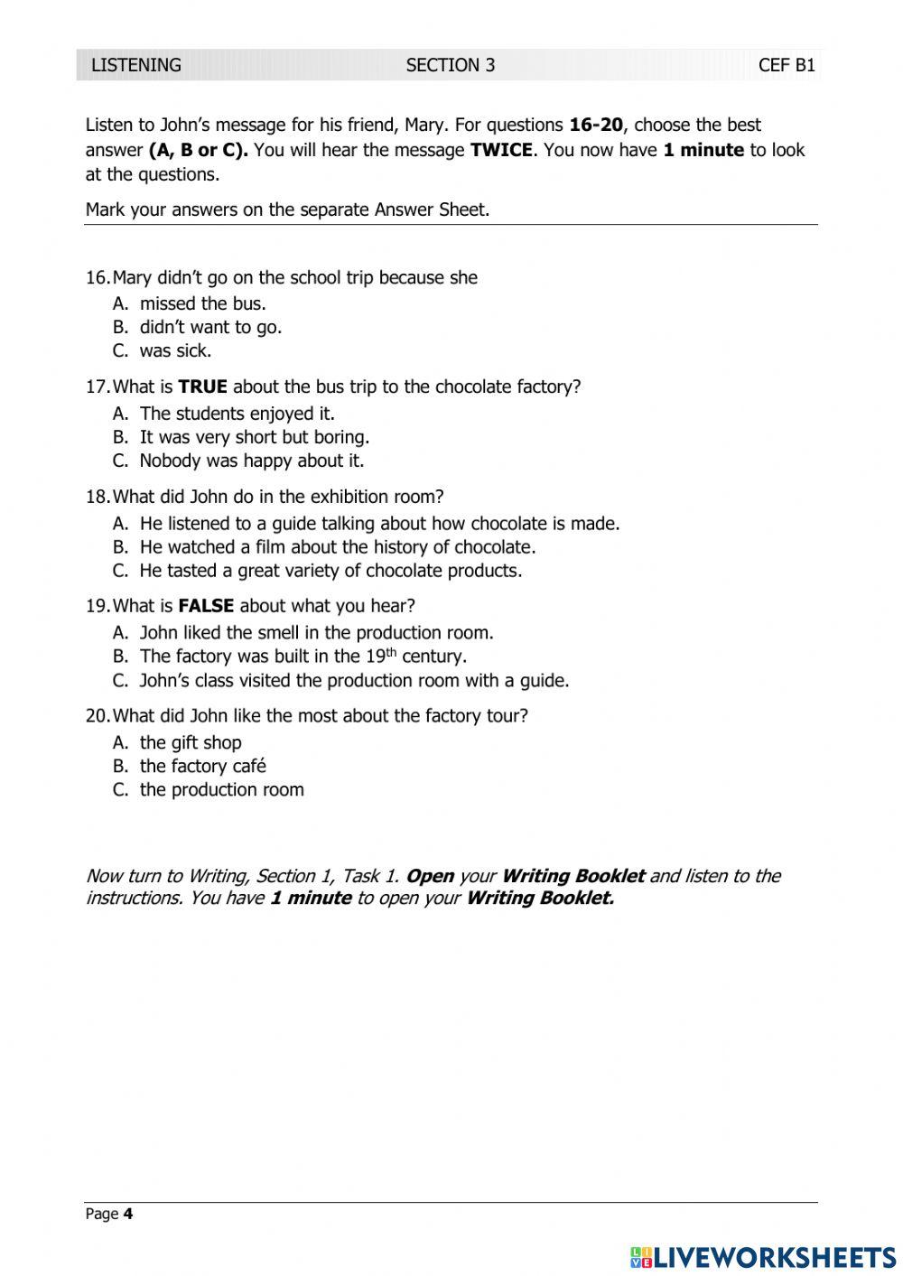 LRN B1 JANUARY  2019 LISTENING