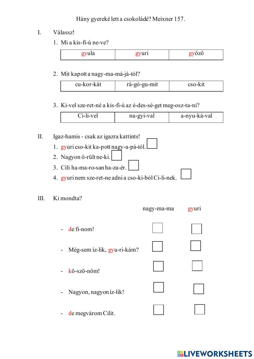 Hány gyereké lett a csokoládé? Meixner 157