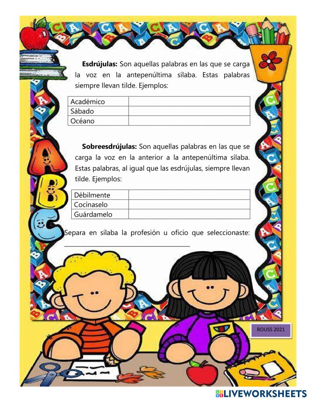 Clase de palabras por acentuación