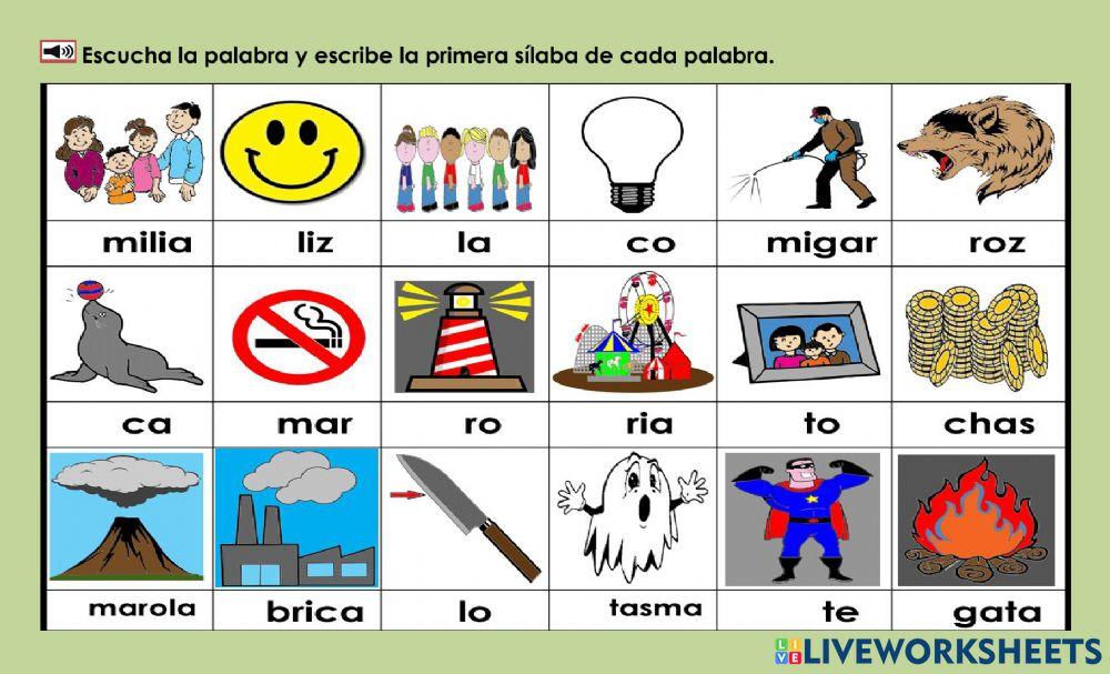 Ff: Escribe la primera sílaba.