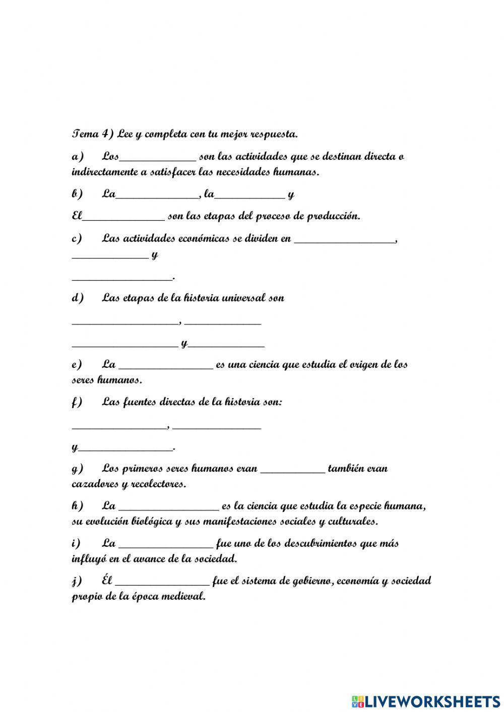 Examen de Ciencias Sociales 5to grado