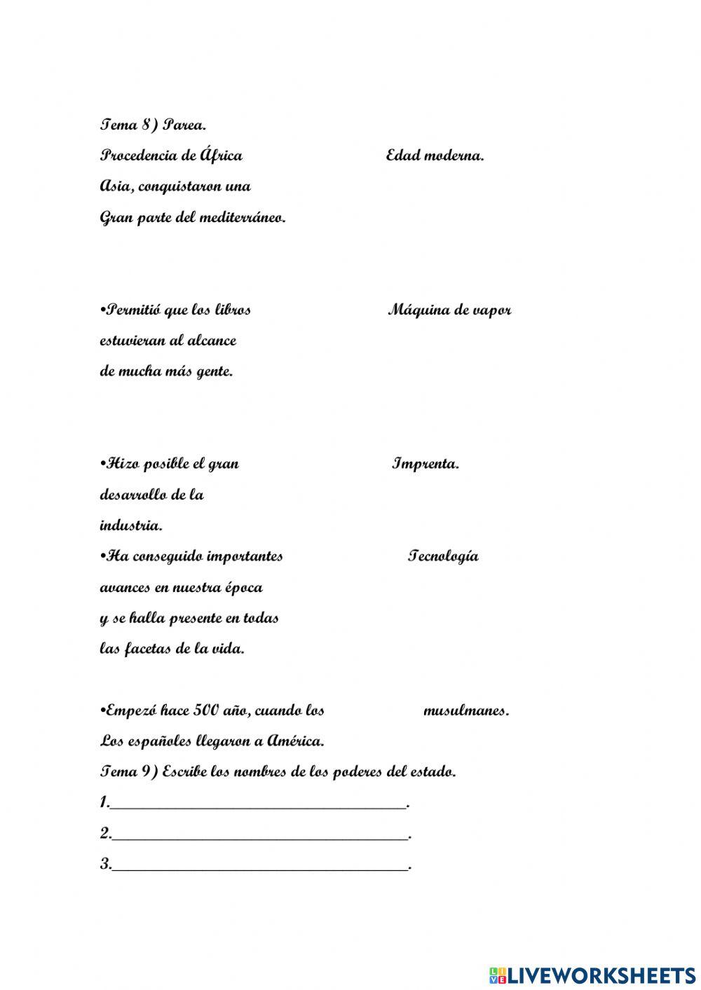 Examen de Ciencias Sociales 5to grado