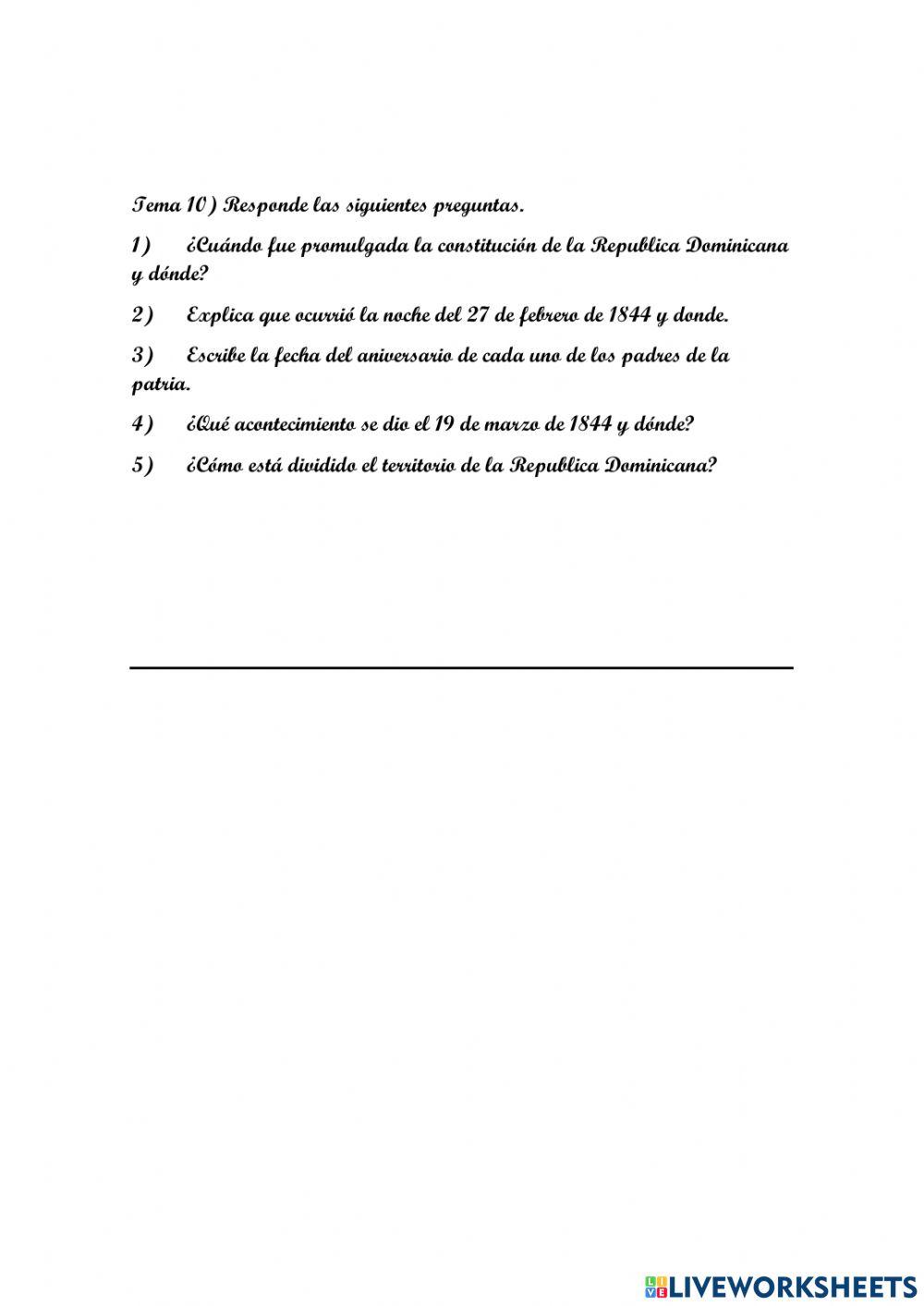 Examen de Ciencias Sociales 5to grado