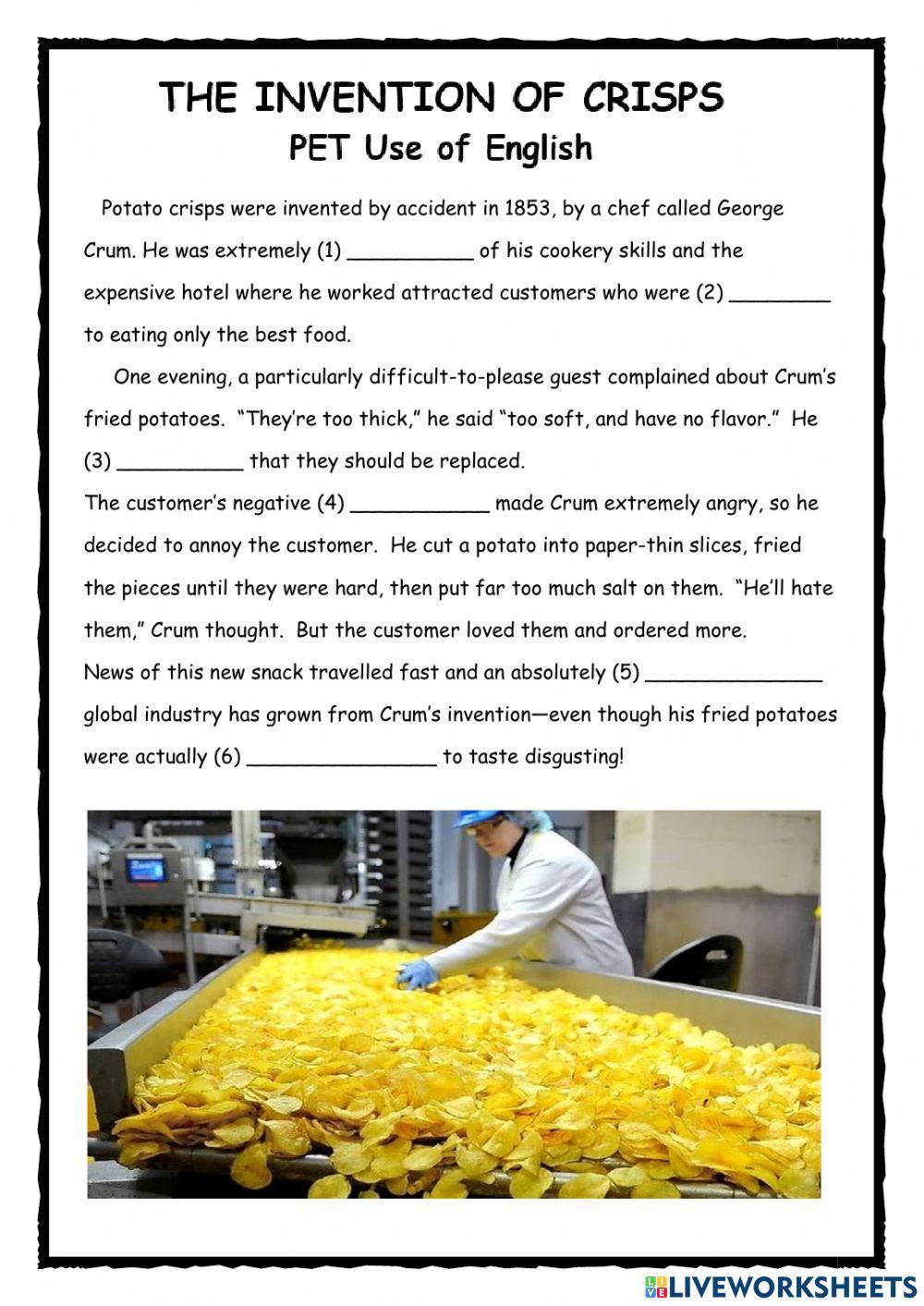 The Invention of Crisps PET Use of English