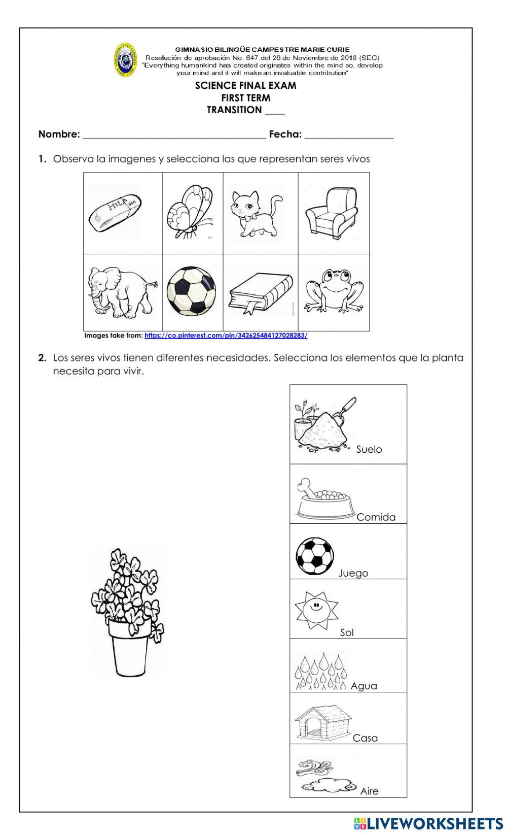 TR- Science Adapted Exam