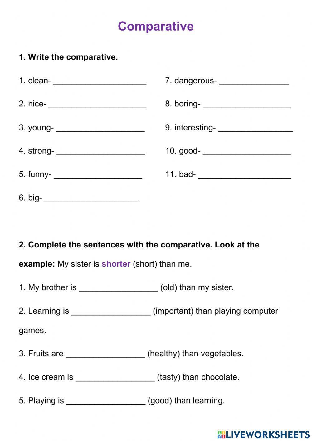 Comparative adjectives (short & long)