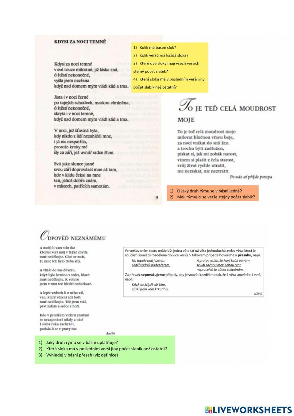 Literární úkoly k přijímačkám