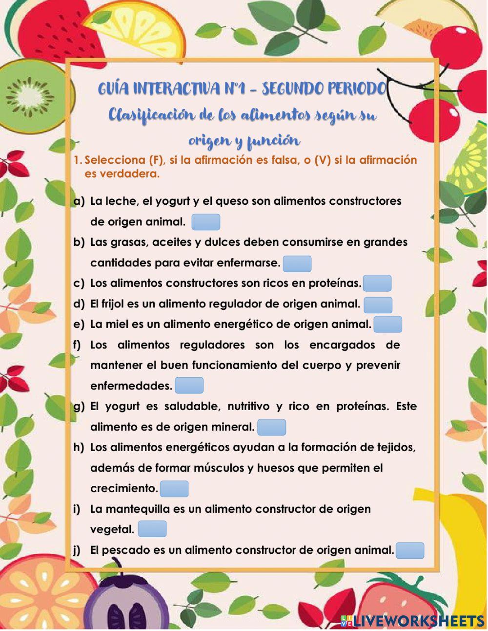 Clasificación de los alimentos