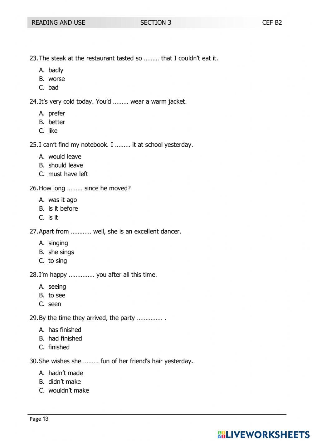 LRN B2 JUNE 2016 TEST