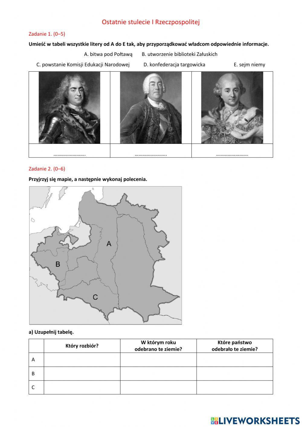 Sprawdzian Historia Klasa 8 Upadek Komunizmu 6531162 | Upadek Rzeczypospolitej - Sprawdzian kl.6