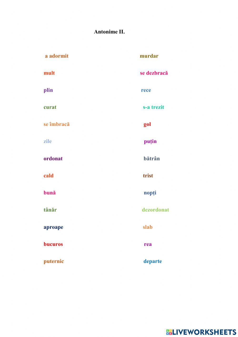 Exerciții de cuvinte