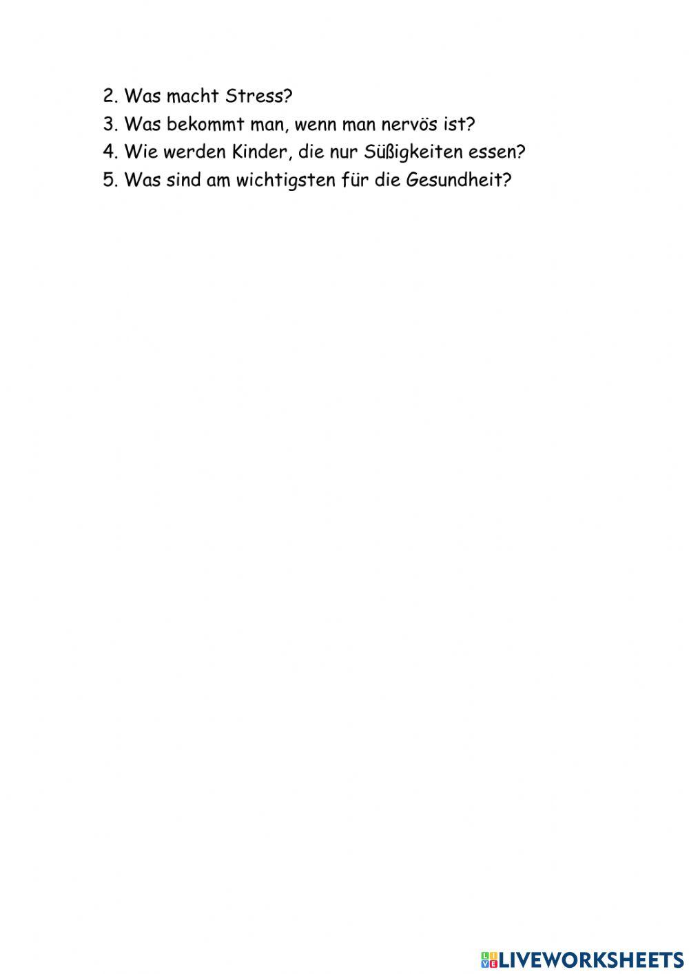 Was macht Kinder krank? Wortschatzübung