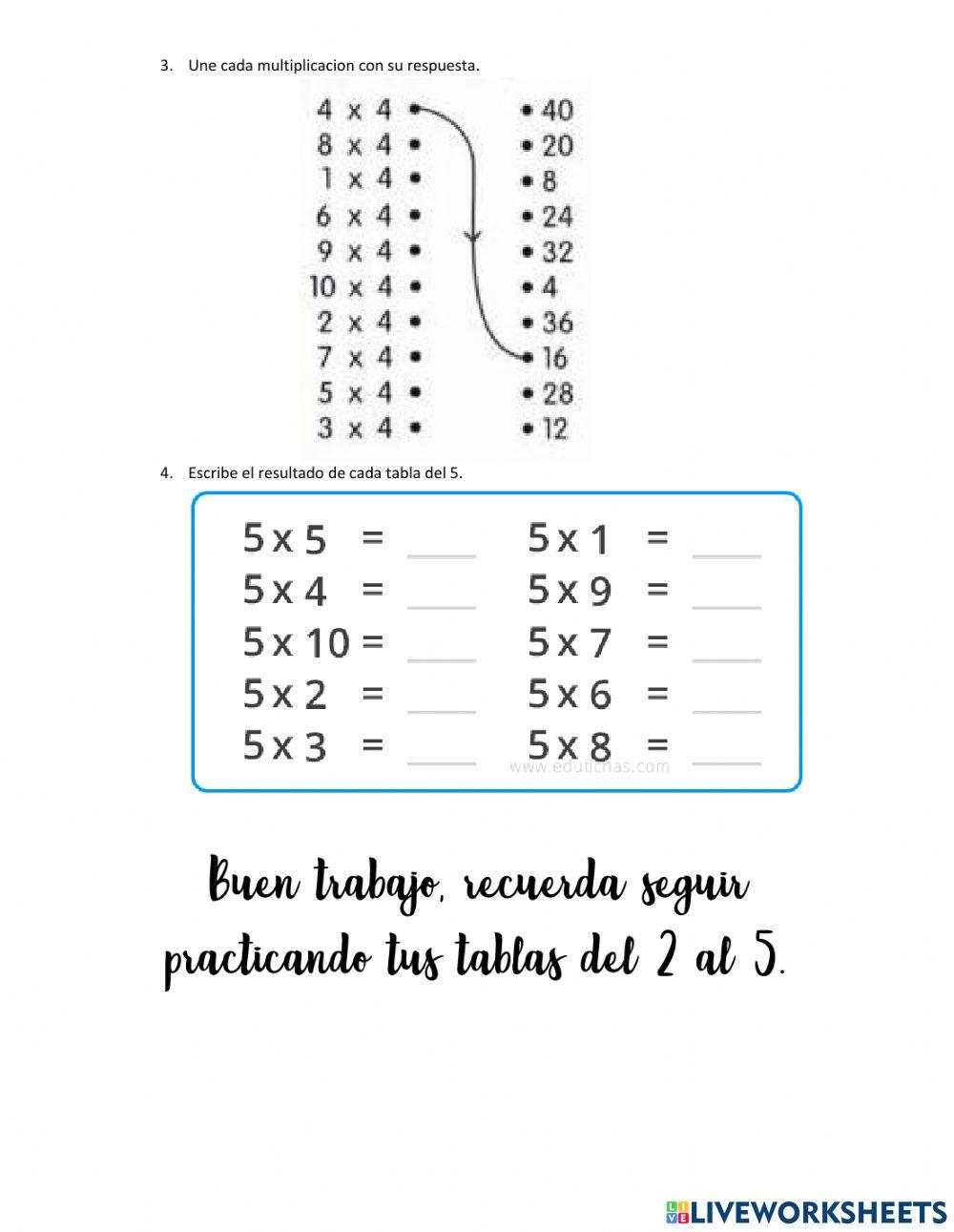 Tablas de multiplicar