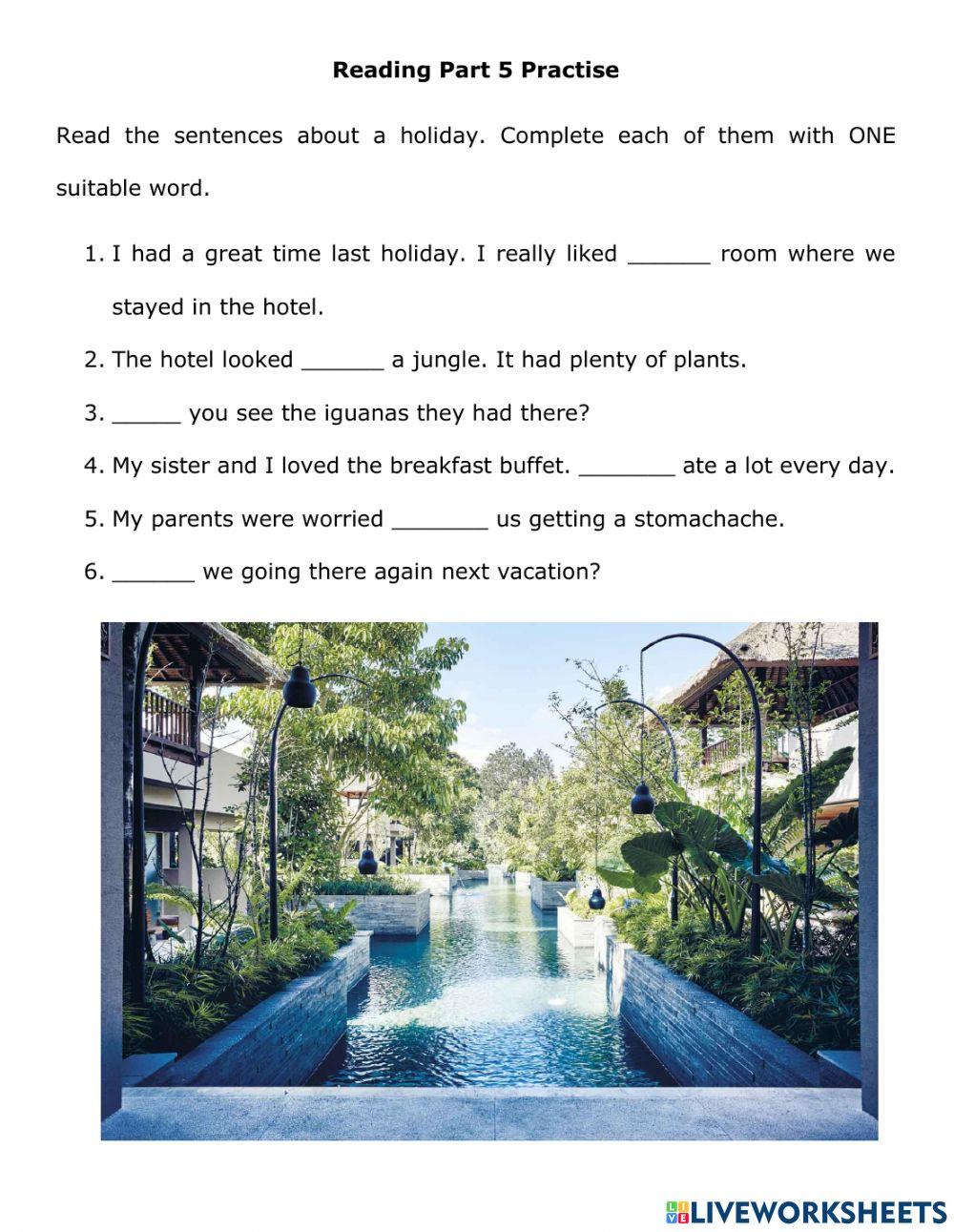Reading Part 5 Practise worksheet Live Worksheets