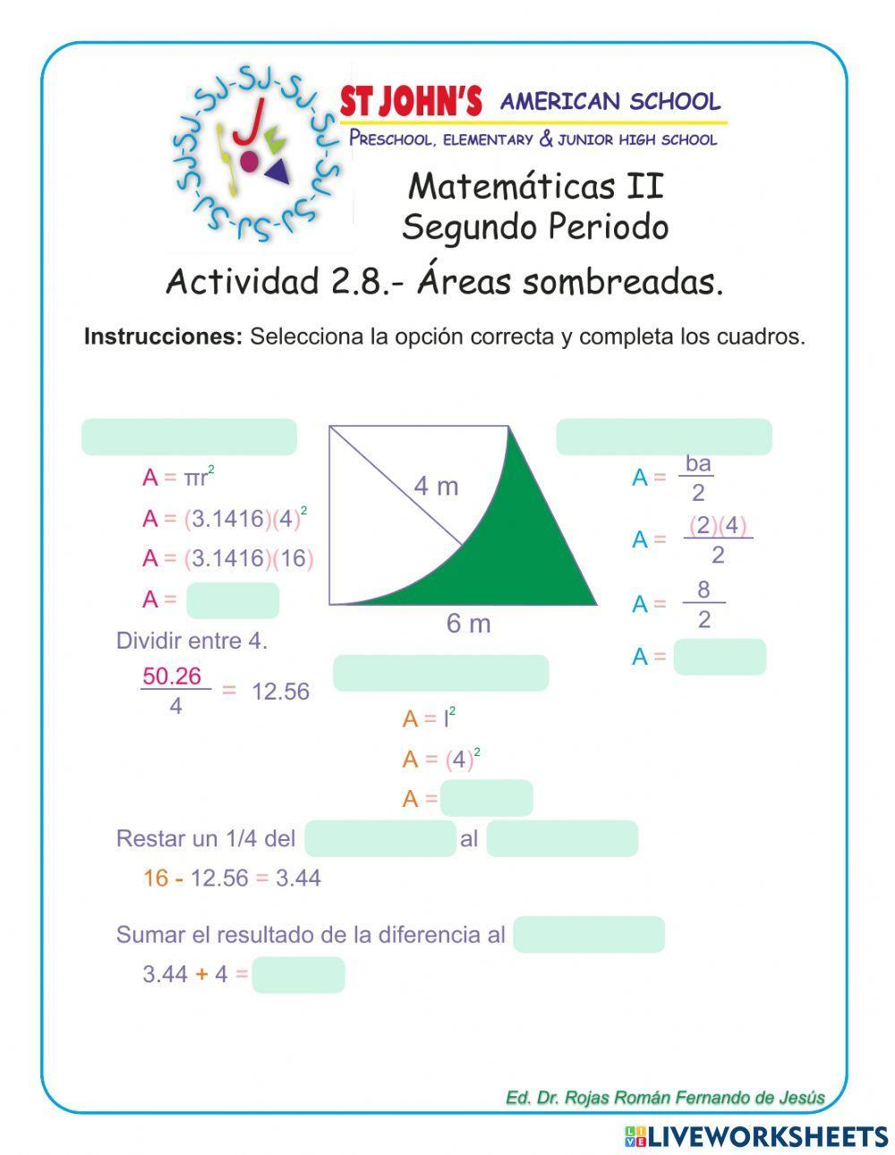 Áreas sombreadas Áreas sombreadas