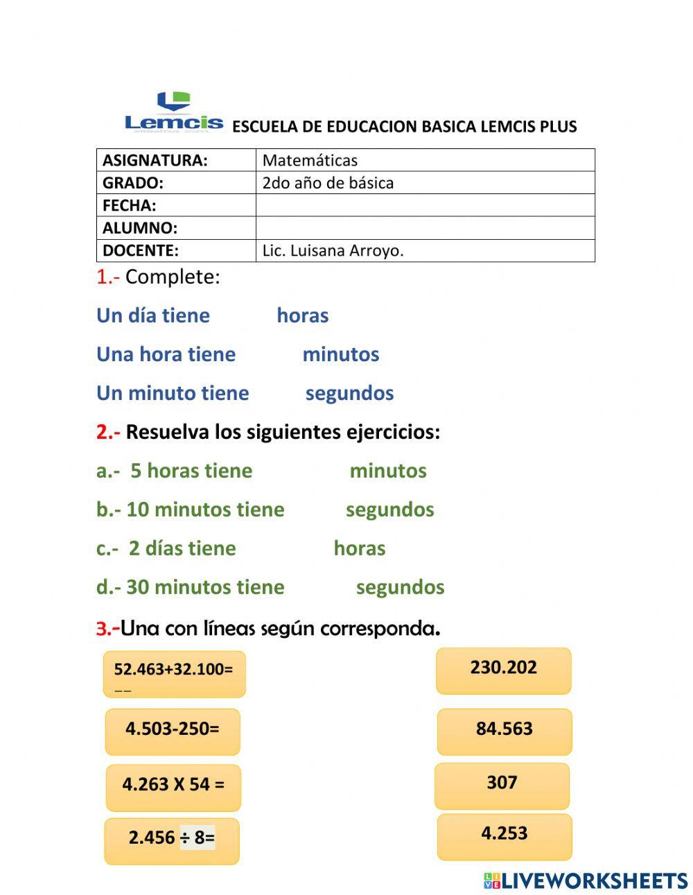 Evalucion de mate tercero