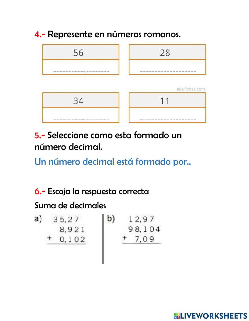 Evalucion de mate tercero
