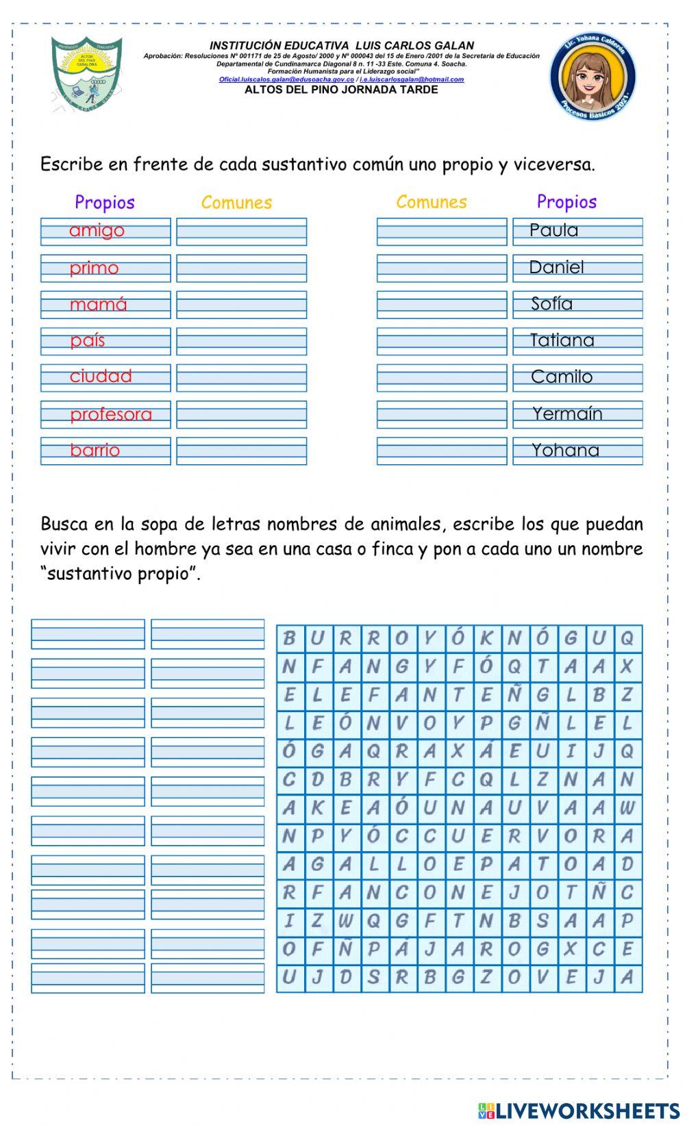 Sustantivo común y propio