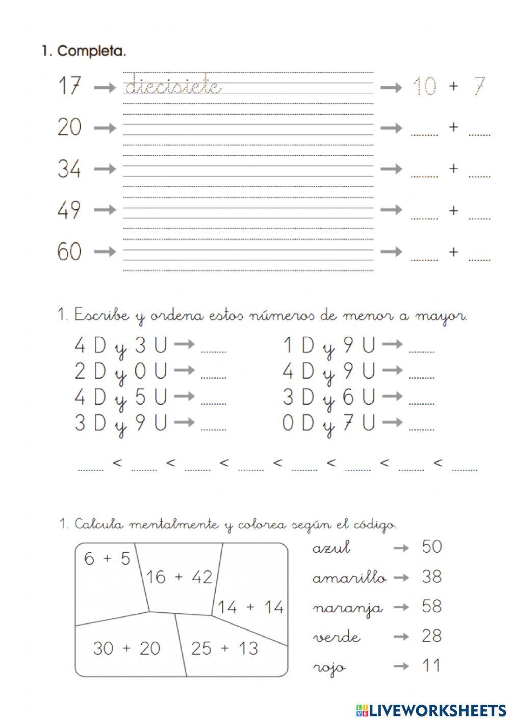 Numeración de dos cifras