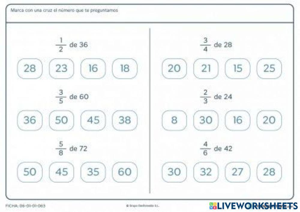 Fracción de un número