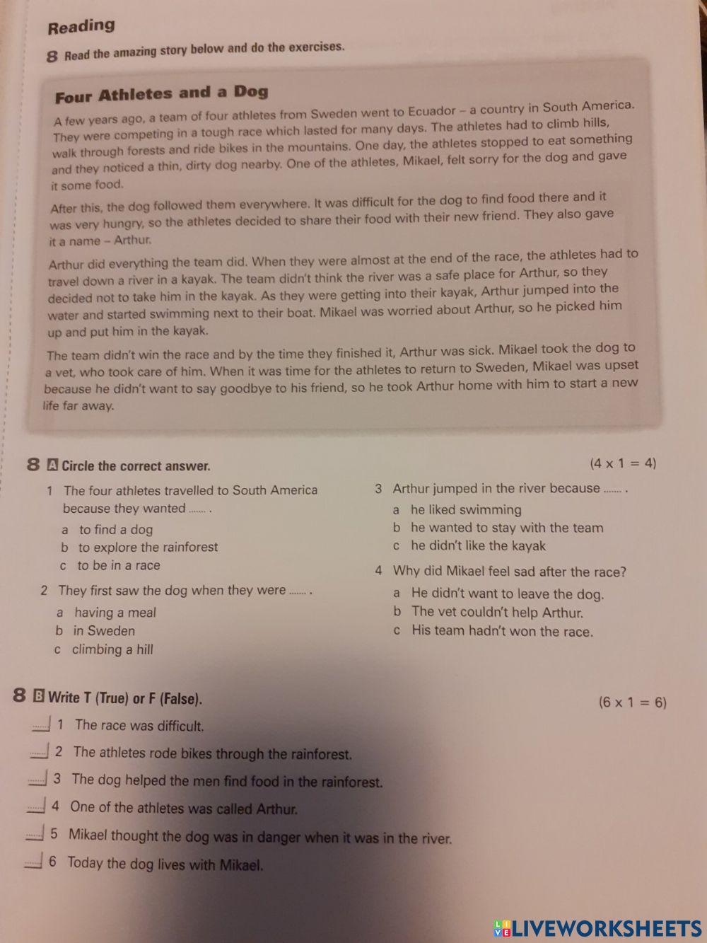 Four athletes and a dog