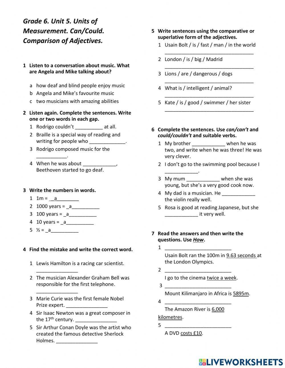 Grade 6. Unit 5. Units of Measurement.