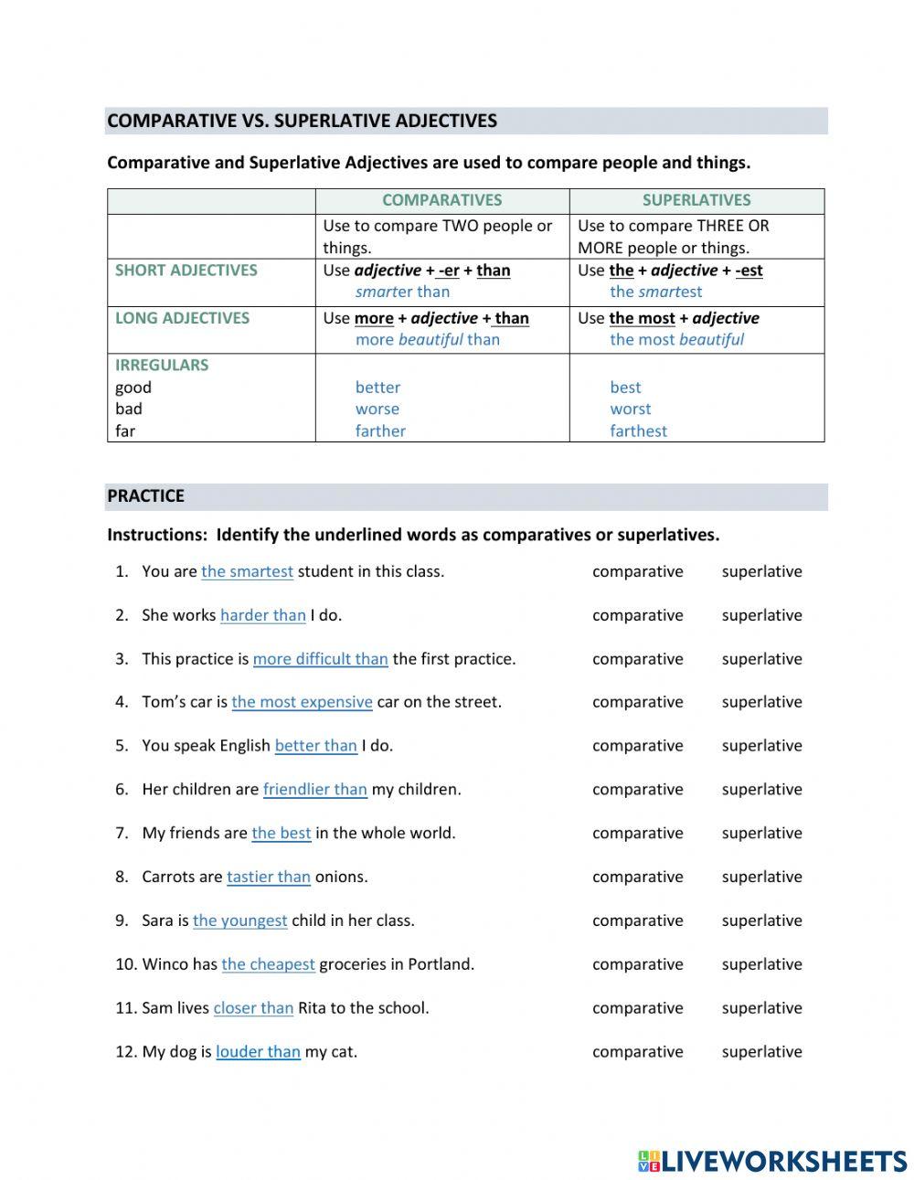 Comparative and Superlative Adjectives