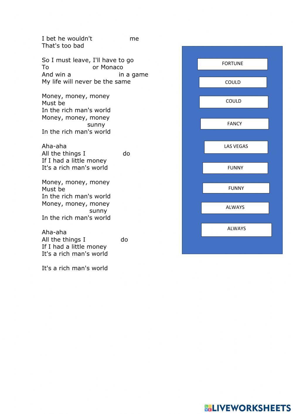 Song Activity - ABBA's Money, Money, Money