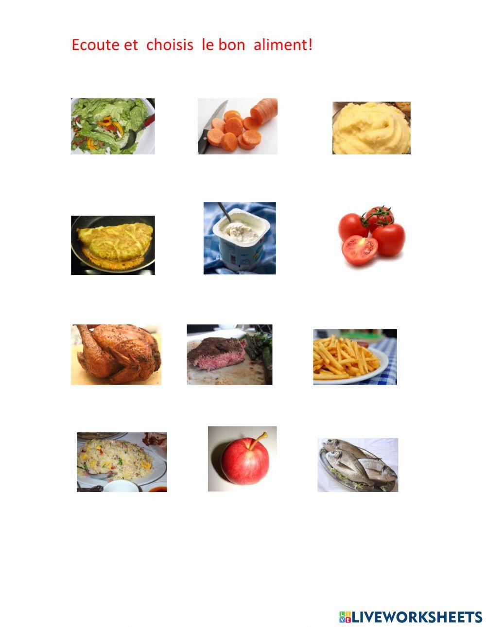 Ecoute  et trouve  l' aliment!