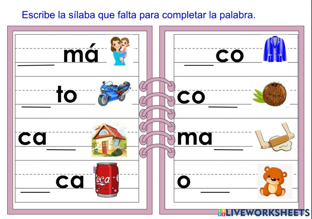 Completa la palabras