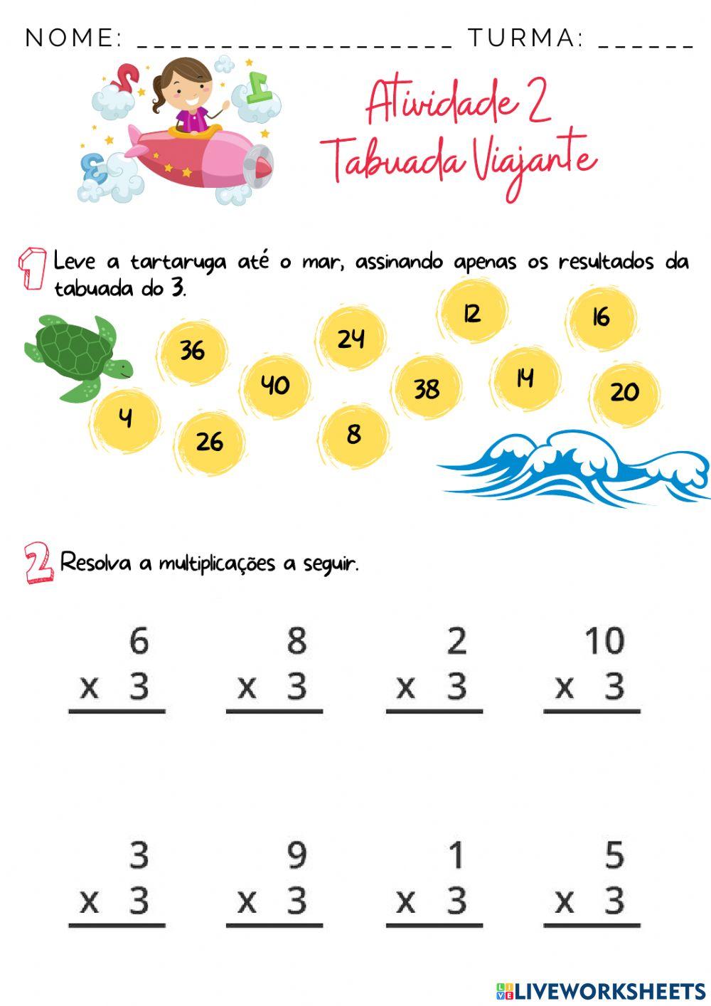 Atividade 2 da tabuada viajante (4º ano)