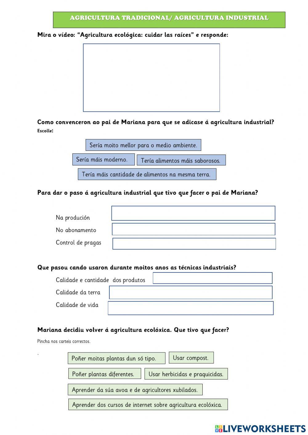 Agricultura tradicional ou agricultura industrial vídeo Mariana