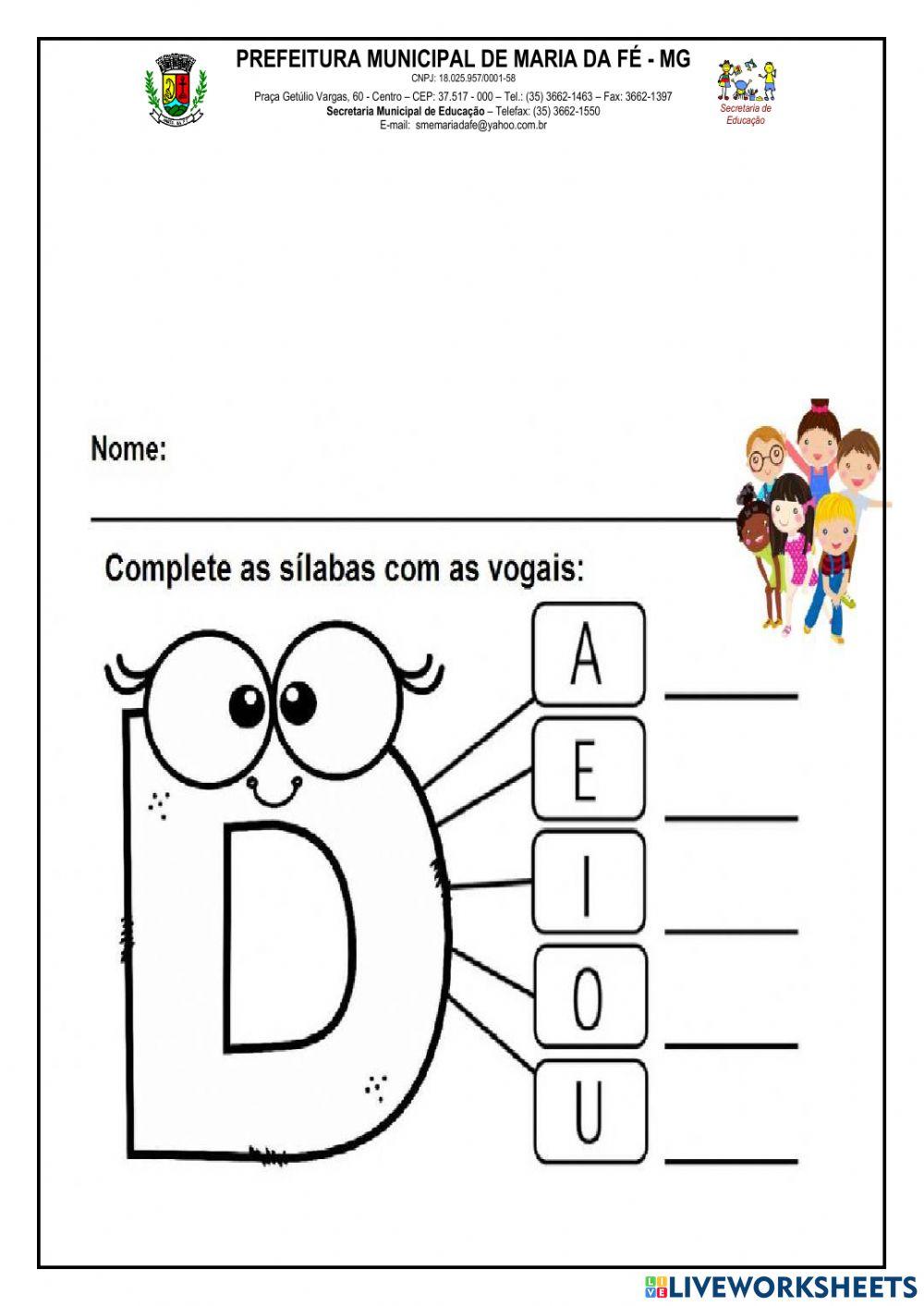 Atividade de língua portuguesa