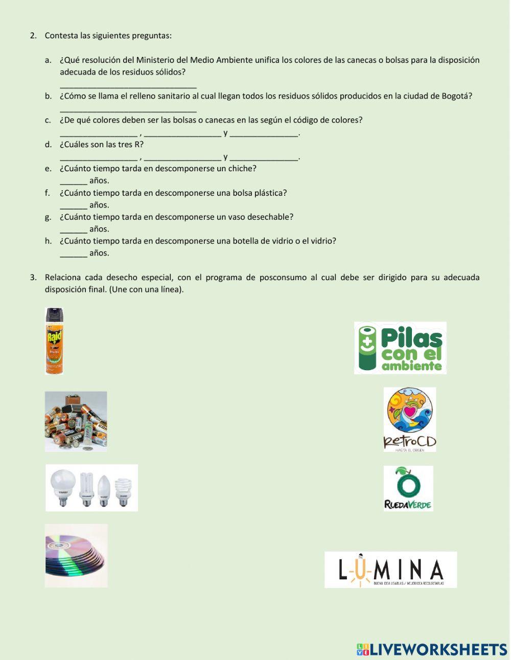 Residuos sólidos - código de colores