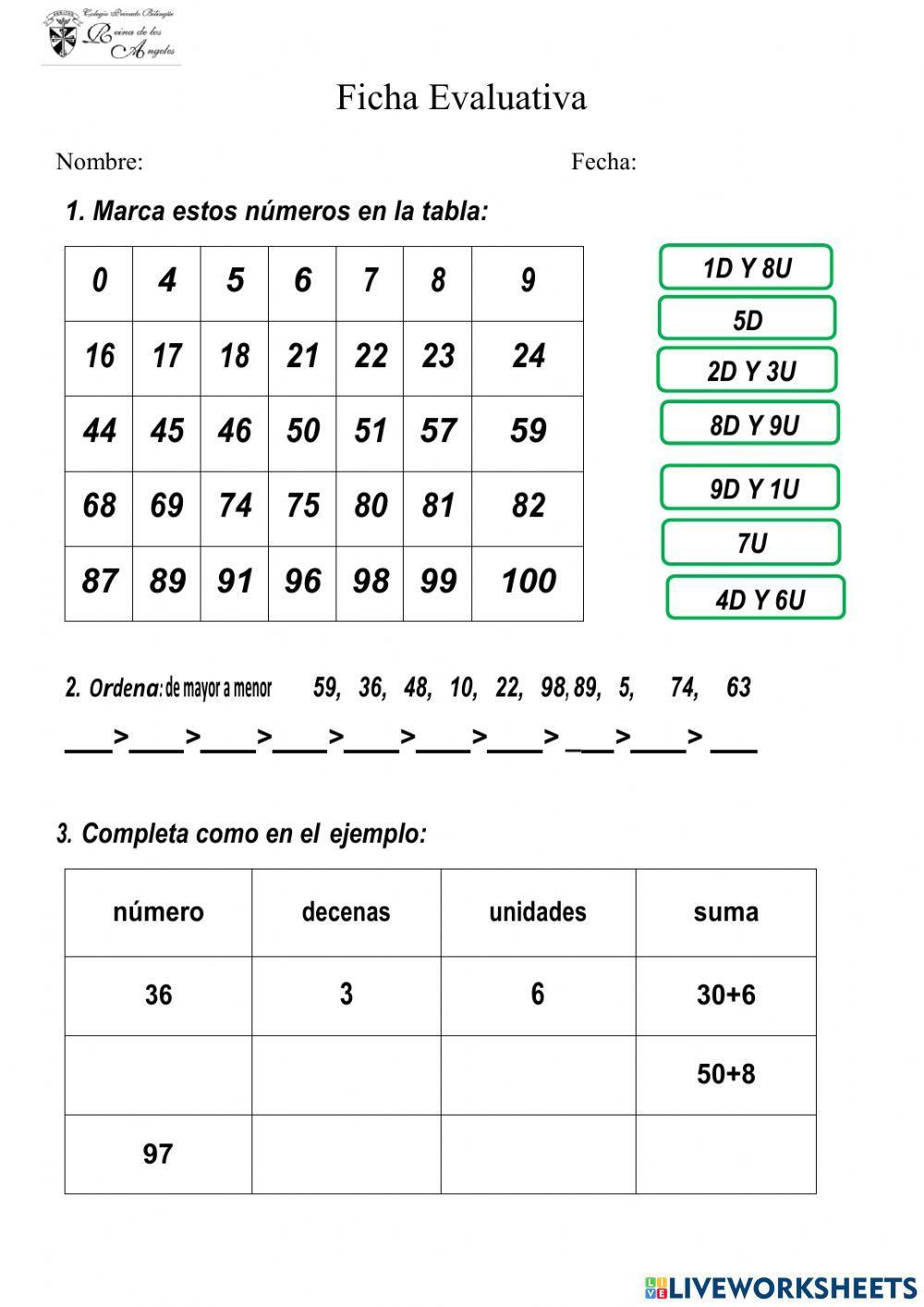 Descomposición de números hasta 99