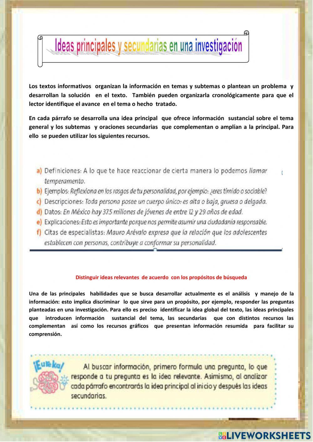 Elegir un tema y hacer una pequeña investigación