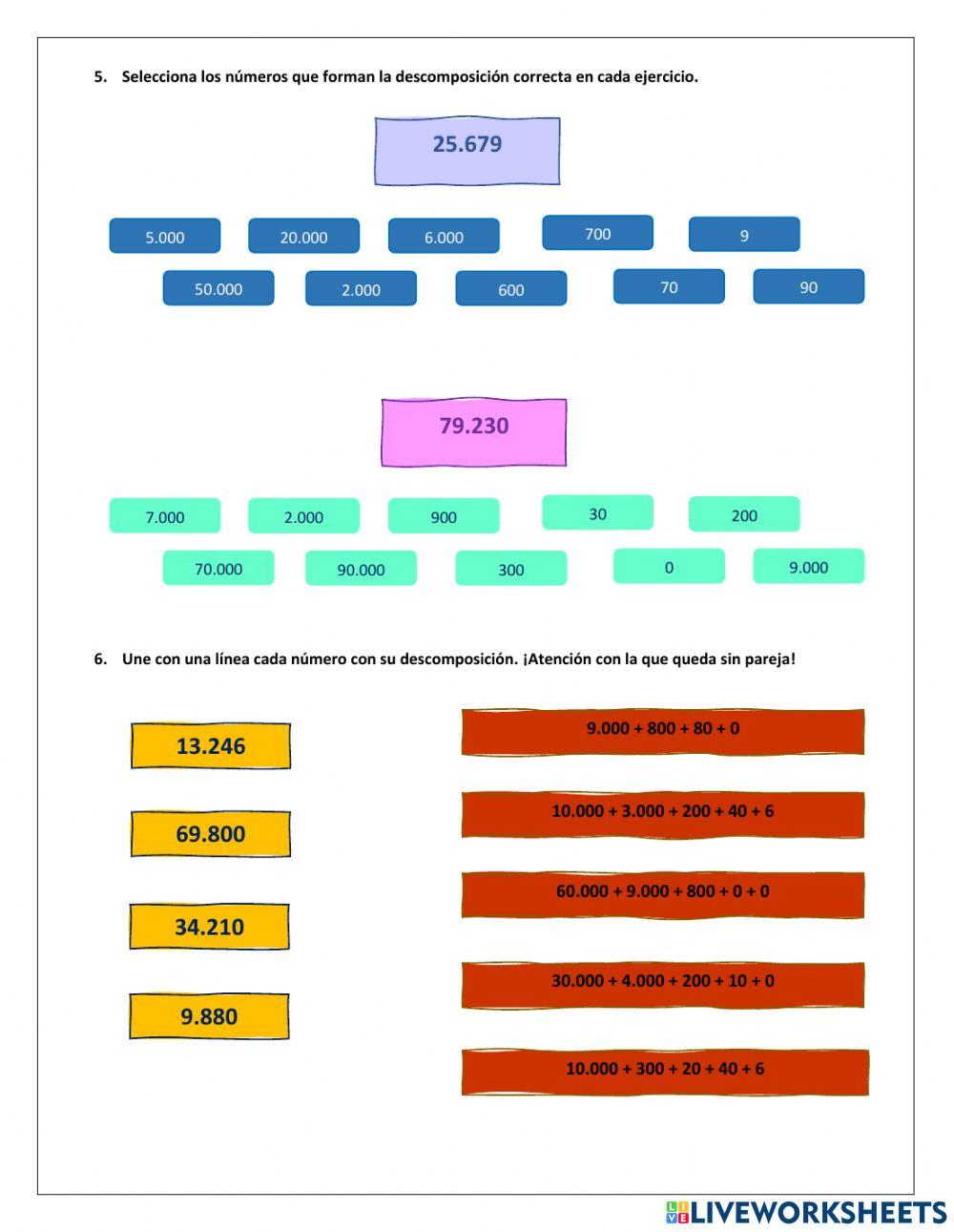 Representación, escritura y descomposición de números