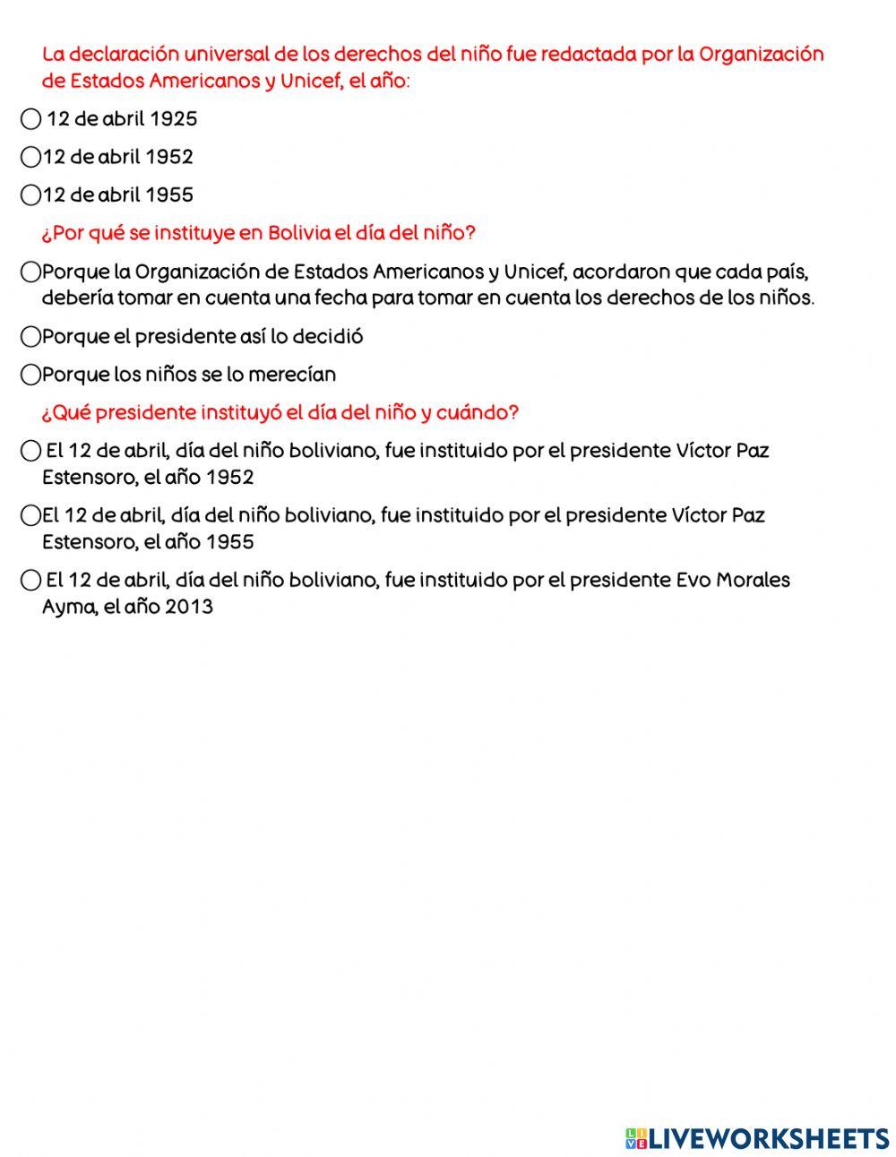 Dia del niño boliviano