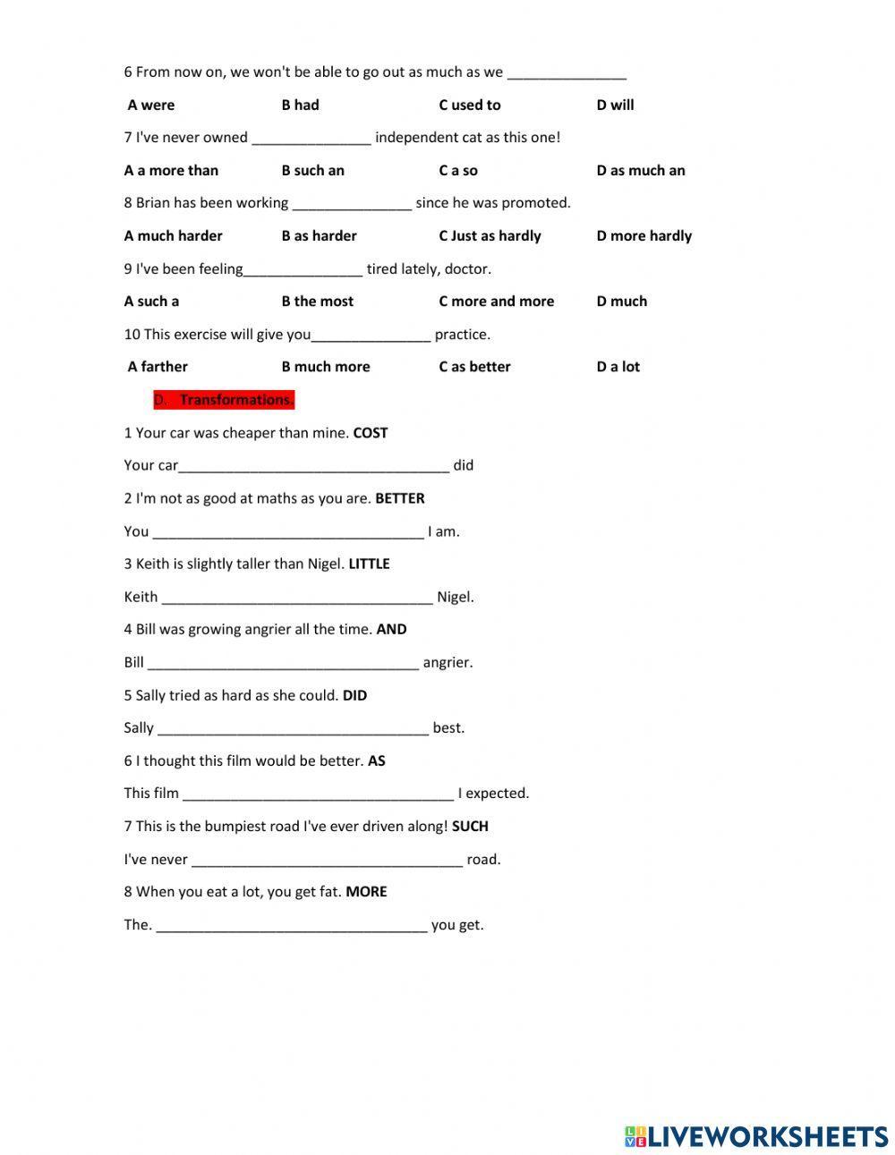 Comparatives & superlatives b2