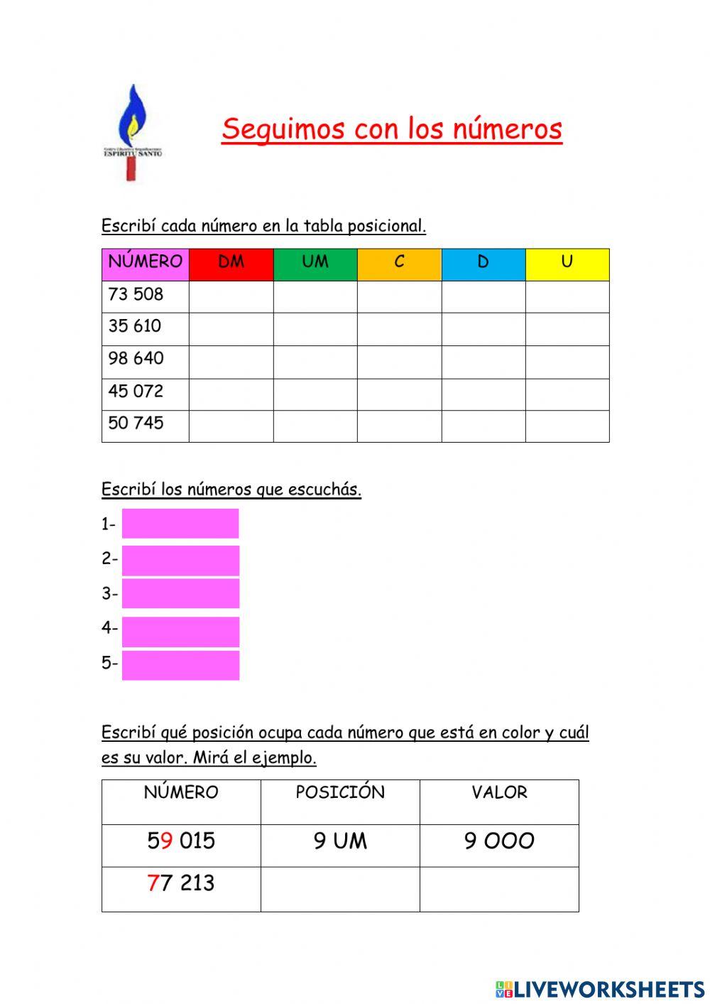 Numeración hasta decenas de mil