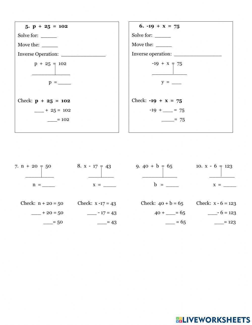 904263 Solving one step equations (  ) atkinsj