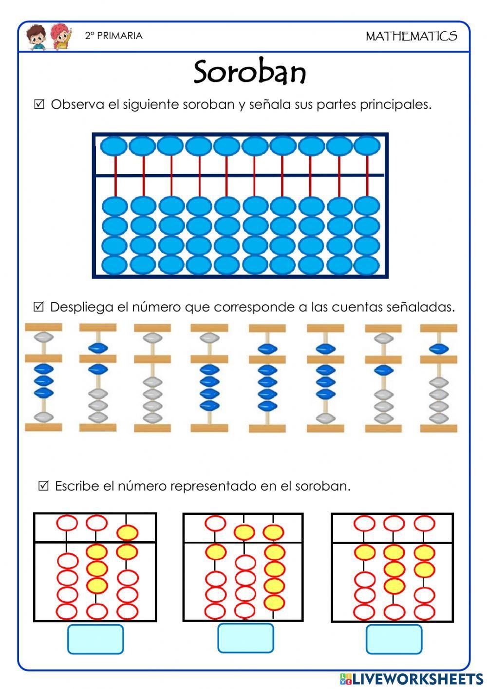 Soroban worksheet | Live Worksheets