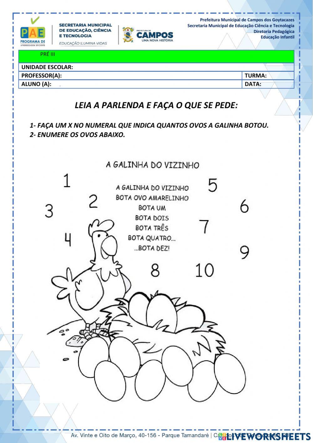 Números de 1 até 10