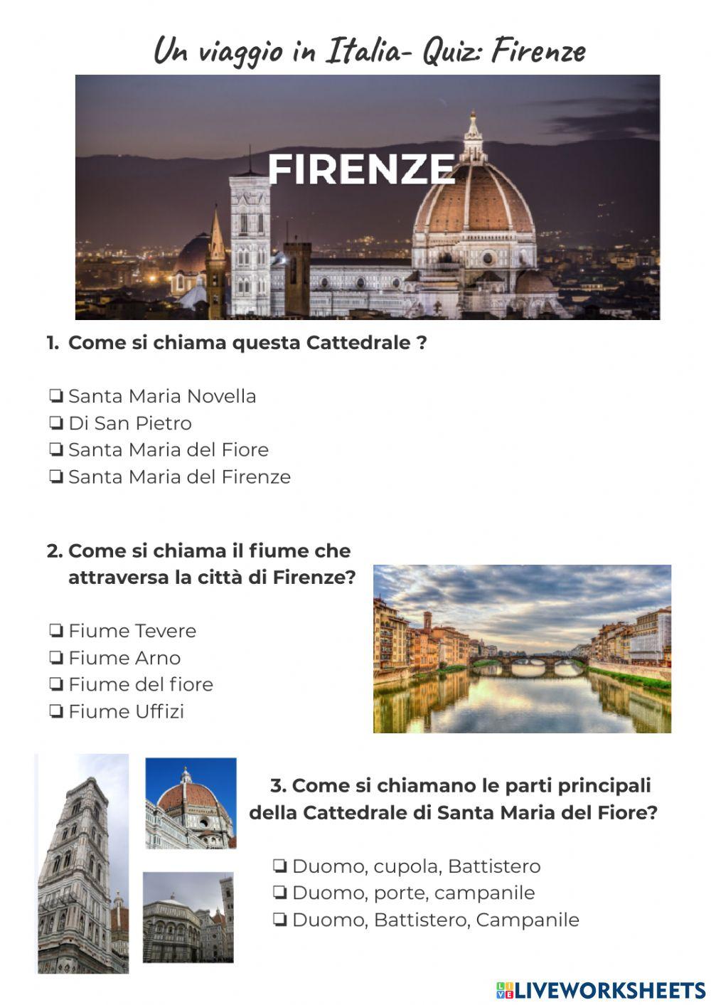 QUIZ -Un viaggio in Italia: Firenze