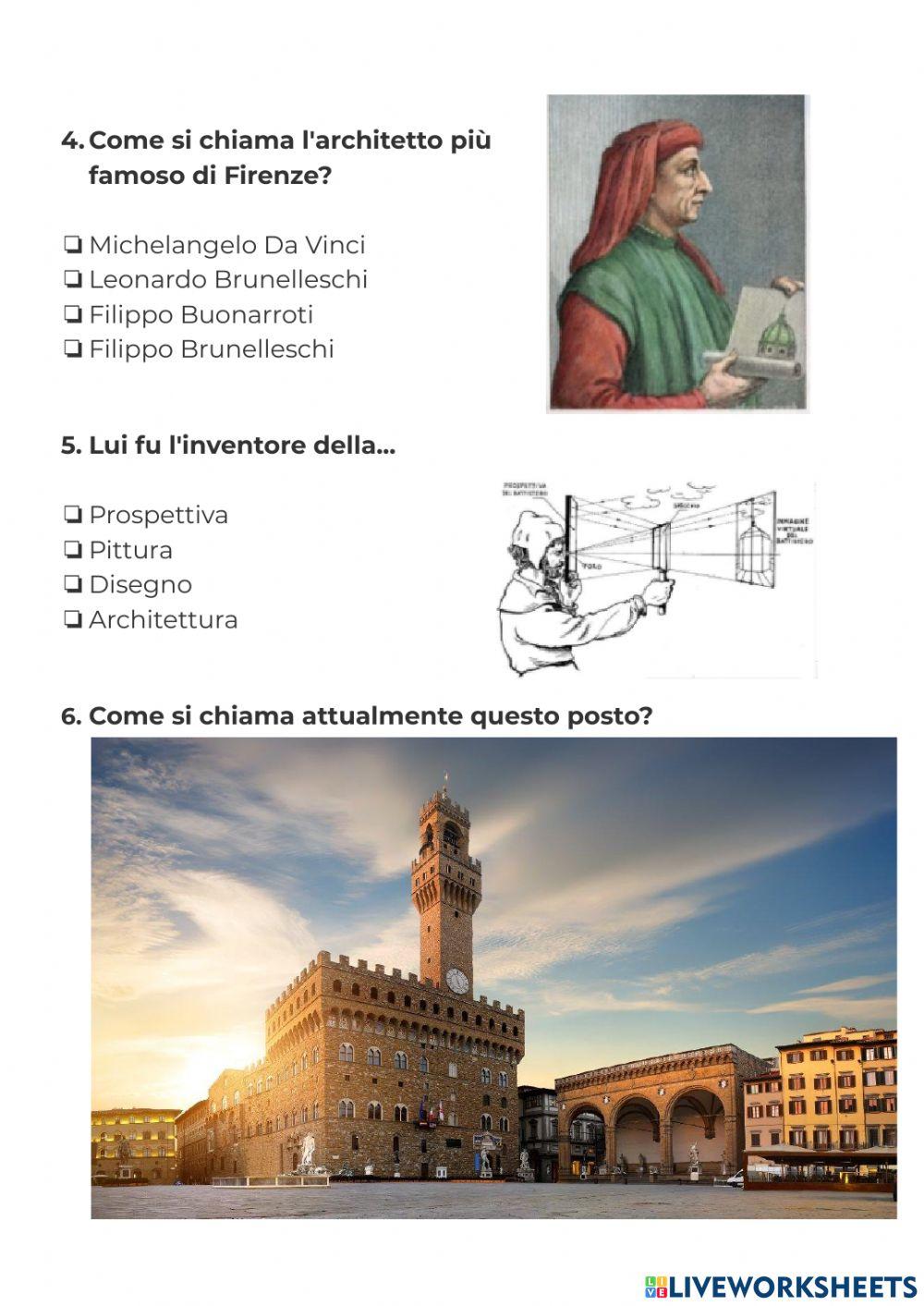 QUIZ -Un viaggio in Italia: Firenze QUIZ -Un viaggio in Italia: Firenze