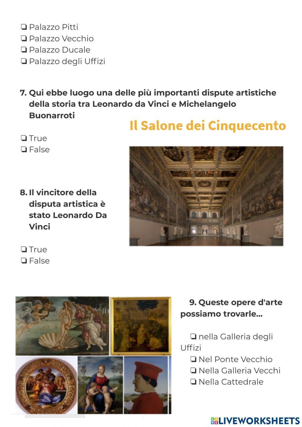 QUIZ -Un viaggio in Italia: Firenze QUIZ -Un viaggio in Italia: Firenze