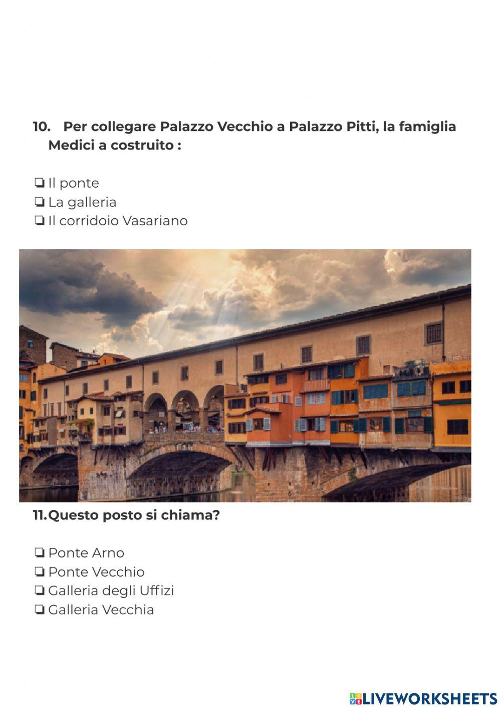 QUIZ -Un viaggio in Italia: Firenze QUIZ -Un viaggio in Italia: Firenze