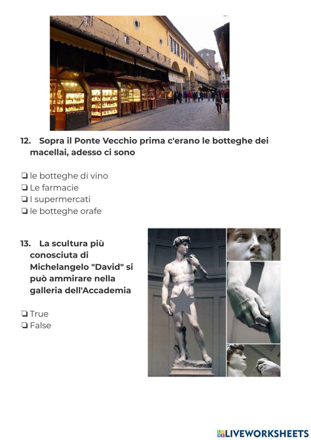 QUIZ -Un viaggio in Italia: Firenze QUIZ -Un viaggio in Italia: Firenze