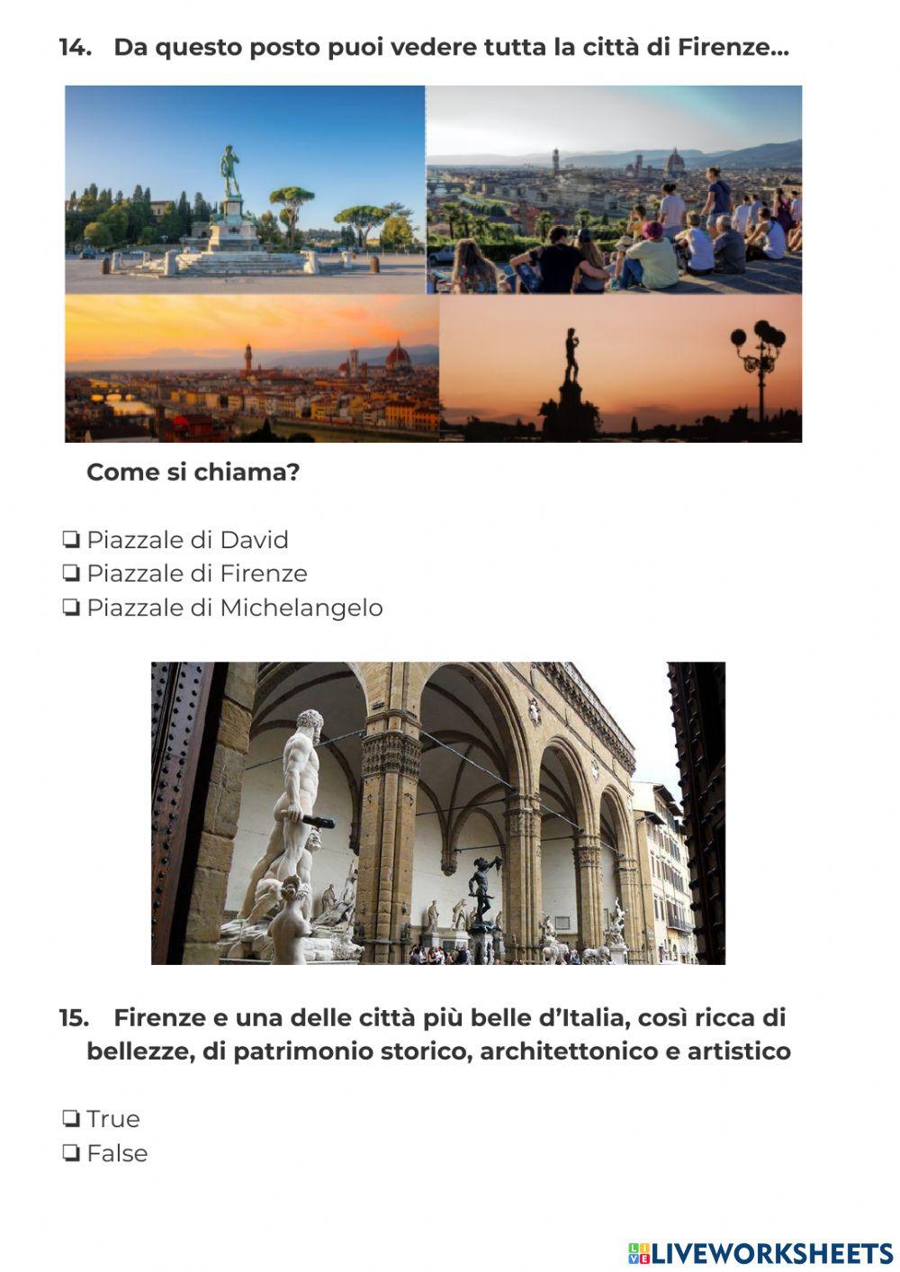 QUIZ -Un viaggio in Italia: Firenze QUIZ -Un viaggio in Italia: Firenze